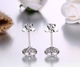 925 Sterling Silver Round Cubic Zirconia Halo Stud Earrings for Women