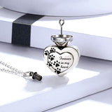 Sterling Silver Paw Print Urn Necklace Cremated Ashes Pendant Holder with Mini Pawprints For Women