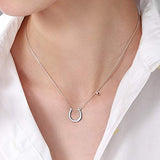 Sterling Silver Horseshoe Alphabet Necklace Horse Jewelery Gifts for Women