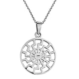 Supreme Sun Wheel 925 Sterling Silver Pendant Necklace