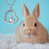 Sterling Silver Rabbit Necklace Heart Pendant Forever in My Heart Necklace for Women Girls Friends
