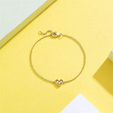 Yellow Gold plated Cubic Zirconia Heart Dragonfly Bracelet Fashion Jewelry Gifts for Women Girls Adjustable Chain Bracelet with Gorgeous Jewelry Box