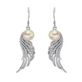 Pearl Angle Wings Hook Dangle Earrings