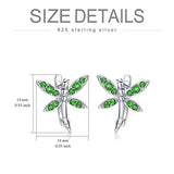 Dragonfly Earrings 925 Sterling Silver Hoop Earrings Emerald Green Jewelry with Crystals, Dragonfly Gifts for Women