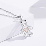 Celtic Knot Necklaces Cute Animal Bear Necklace 925 Sterling Silver Pendant Necklace for Women Girls Jewelry Gifts