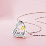 925 Sterling Silver Forever Love Heart Lucky Elephant Pendant Necklace Animal Gifts for Women Daughter Girlfriend