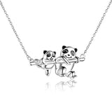 Mother Daughter Jewelry Panda 925 Sterling Silver Love Heart Pendant Necklace for Women Girls