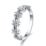 Silver Daisy Flower Rings  Band Ring 