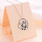 925 Sterling Silver Pandas-Mother&child forever love Cute Animal Heart Pendant Necklace For Women Girls Birthday Gift Jewelry