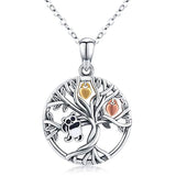 Silver Silver Tree of Life Panda Pendant Jewelry Necklace 