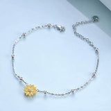 Sunflower Anklet for Women Sterling Silver  Sunflower Adjustable Chain Foot Anklet Gifts for Women
