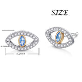 925 Sterling Silver Blue Evil Eye CZ Stud Earrings Jewelry for Women Girls Ladies