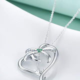 Sterling Silver  Palm Tree Eement with Sparkly Cubic Zirconia Heart Jewelry Necklace for Women