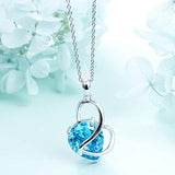 925 Sterling Silver CZ Austria Blue cubic Zircon pendant Necklace crystal jewelry