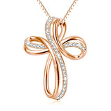 Silver Cubic Zirconia Infinity Love Cross Pendant Necklace