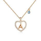  Silver Letter Series Necklace Love Heart Alphabet Pendant 