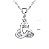 14k White Gold CZ Celtic Love Knot Pendant Necklace For Women