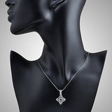 Sterling Silver Purple Amethyst Glass Filigree Cross Pendant Necklace