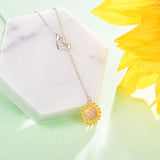 925 Sterling Silver Sunflower Heart With CZ Warmth Positivity Jewelry Y Pendant Necklace For Women