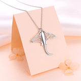 925 Sterling Silver Stingray Necklace Sea Animal Tree of Life Jewelry Sea Lover Gifts for Women