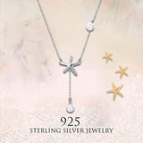 Dainty Y Necklaces for Women,Sterling Silver Starfish Pendant Necklace Pearl Star Y Jewellery,Gift for Women Teen Girls Mom Grandma Wife Lover Daughter
