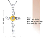 Sunflower Cross Pendant Necklace for Women Mom Faith Flower Necklace You are My Sunshine Jewelry Gifts for Christmas Birthday