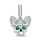 Silver Skull with Horns Charm
