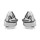 925 Sterling Silver 12 mm Cute Little Duck Cartoon Post Stud Earrings