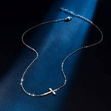 S925 Sterling Silver Cross Choker  Pendant Necklace For Women Men