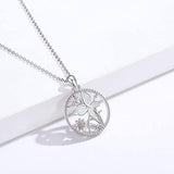 Butterfly Necklace for Women 925 Sterling Silver Opal Necklaces Daisy Flower Butterfly Pendant Necklace Jewelry Gifts for Women