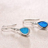Sterling Silver Opal Dangle Drop Earrings Blue Teardrop Drop Earrings October Birthstone Fine Jewelry for Women Girls
