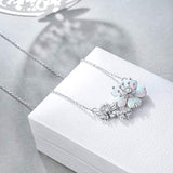 Dainty Sterling Silver Created Opal Flower Choker Necklace Jewelry for Women Birthday Gifts