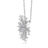 Keren Hanan Art 925 Sterling Silver Snow Flake Pendant Necklace For Women Pave Setting 1.68 Ct Round White Zirconia CZ with 18 Inch Chain Flower of Winter 20MM (3/4 INCH)
