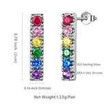 925 Sterling Silver Gay Pride Rainbow earrings Multi color stone earring women Jewelry