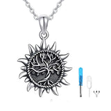 Silver Cblack-tree of life  Cremation Urn Necklace