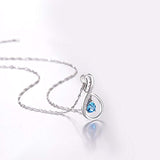 S925 Sterling Silver CZ Infinity Natural Swiss Blue Topaz  Necklace Pendants For Women