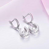925 Sterling Silver Horseshoe Earrings with Dancing Diamond CZ Hoop Earring