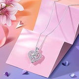 Heart Necklace - White Gold Plated Heart Necklaces for Women - Cubic Zirconia Open Heart Pendant Necklace - Jewelry Gifts Necklaces for Women