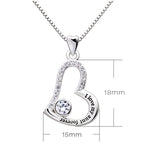Sterling Silver I Love My Aunt Forever Love Heart Cubic Zirconia Pendant Necklace