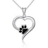 Silver Forever love puppy paw Animal Heart Pendant Necklace