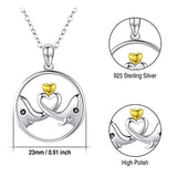 Cute Elephant Animal Necklace S925 Sterling Silver Elephant Animal Jewelry Forever Love Heart Pendant Necklace Gifts for Women