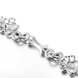 Paw and Bone Anklets 925 Sterling Silver Dog Bone Paw Print