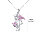 Flamingo Necklace for Women 925 Sterling Silver Animal Love Pendant with Cubic Zirconia,Mother and Daughter Flamingo Bird Jewelry for Women Wife Girlfriend