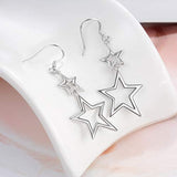 Sterling Silver Star Drop Dangle Earrings,Double Star Earrings for Women Girls