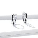 925 Sterling Silver Black Stone Infinity Hoop Earrings Precious Jewelry For Women