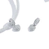 925 Sterling Silver Shining Heart Pendant Charm fit DIY Braceclet Precious Jewelry For Women