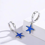 Silver Star Hoops Earrings