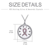 Breast Cancer Survivor Gifts for Women, Sterling Silver Breast Cancer Awareness Necklace, Pink Ribbon Inspirational Jewelry Gift
