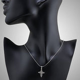 925 Sterling Silver Oxidized Open Filigree Cross Pendant Necklace
