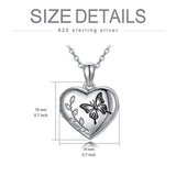 Heart Locket Necklace That Holds Pictures Photo in 925 Sterling Silver Butterfly/Flower Photo Picture Locket Necklace for Women